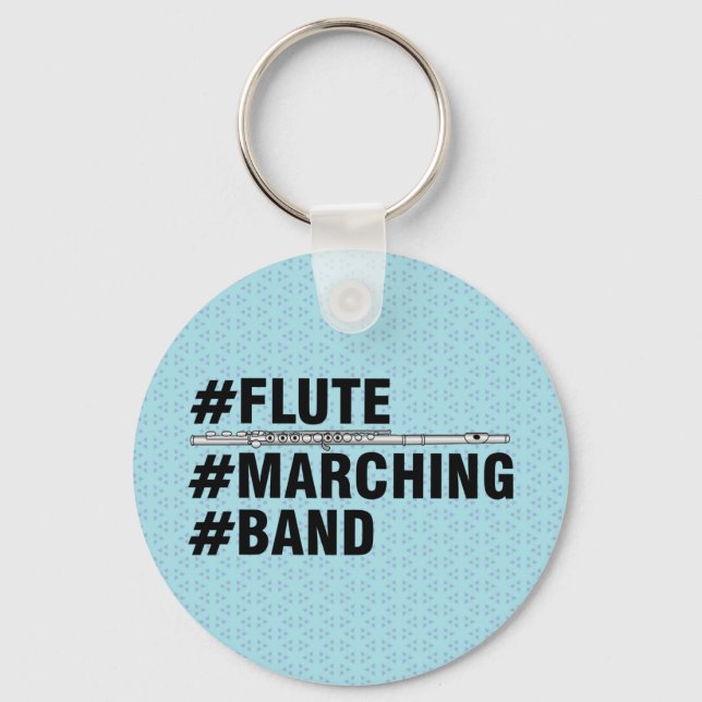 Flute Marching Band Hashtags Keychain (Front)