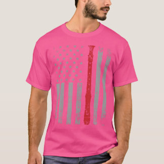 Flute Music American Flag Funny Design For Flute P T-Shirt