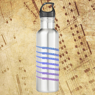 Flute Music Blue Pink Purple Stainless Steel Water Bottle