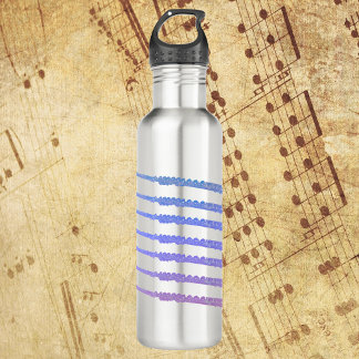 Flute Music Blue Pink Purple Stainless Steel Water Bottle