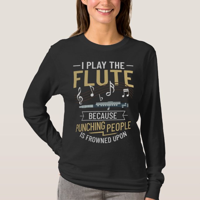 Flute Music Instrument Notes Flutist Player Beginn T-Shirt (Front)