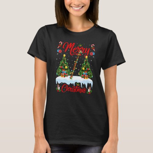 Flute Music  Lights Xmas Tree Santa Flute Christma T_Shirt