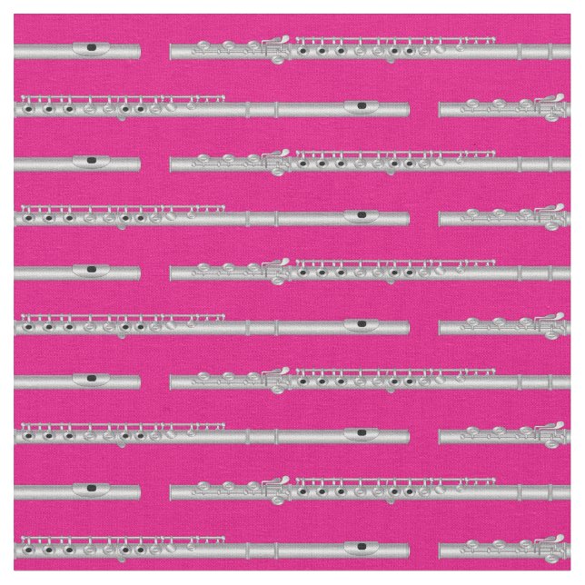 Flute Music Musician Room Decor Pink Fabric (Close Up)