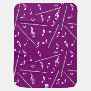Flute Music Note Pattern Baby Blanket