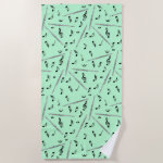 Flute Music Note Pattern Beach Towel