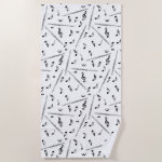 Flute Music Note Pattern Beach Towel