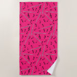 Flute Music Note Pattern Beach Towel