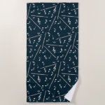 Flute Music Note Pattern Beach Towel