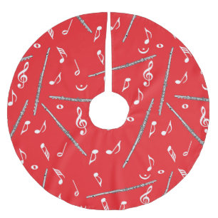 Flute Music Note Pattern Brushed Polyester Tree Skirt