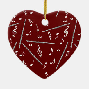 Flute Music Note Pattern Ceramic Ornament