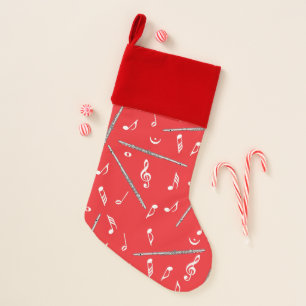 Flute Music Note Pattern Christmas Stocking