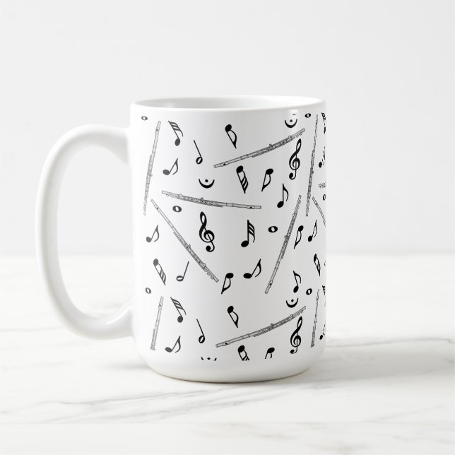 Flute Music Note Pattern Coffee Mug (Left)