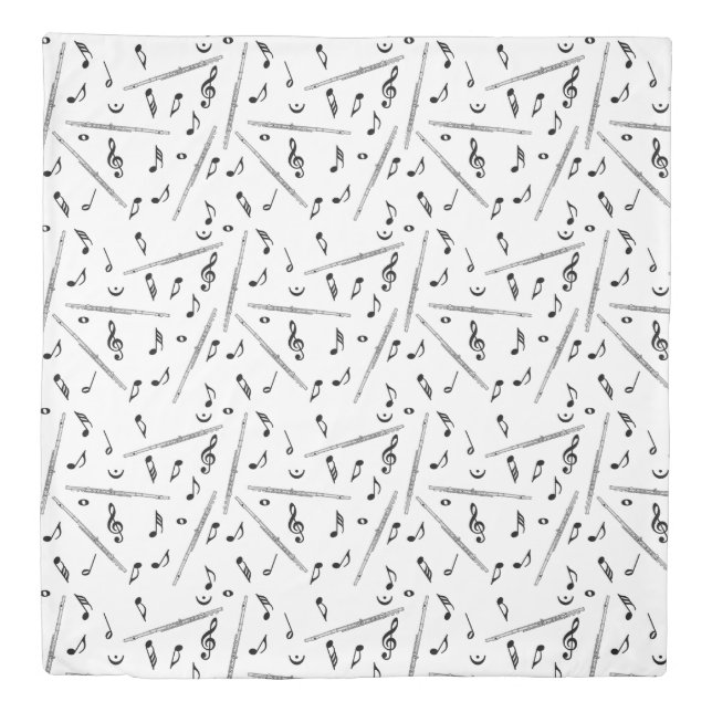 Flute Music Note Pattern Duvet Cover (Front)