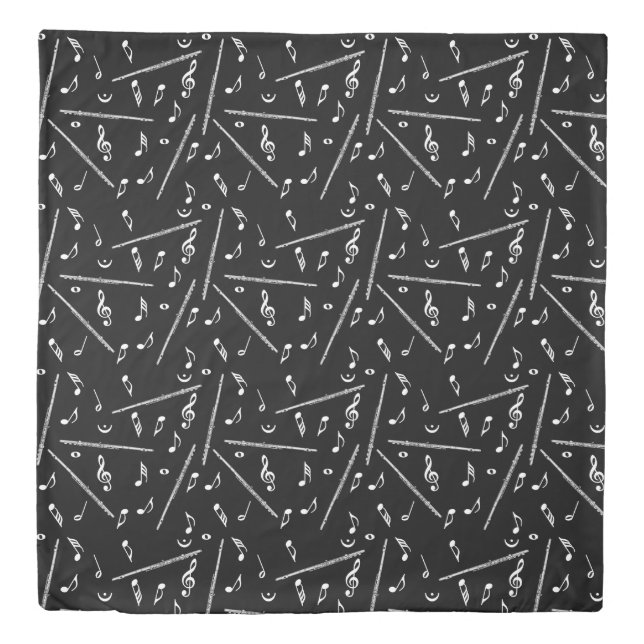 Flute Music Note Pattern Duvet Cover (Front)