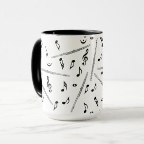 Flute Music Note Pattern Mug