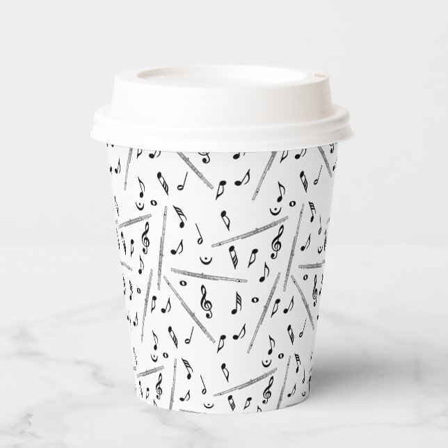 Flute Music Note Pattern Paper Cups (Front)