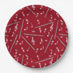 Flute Music Note Pattern Paper Plate