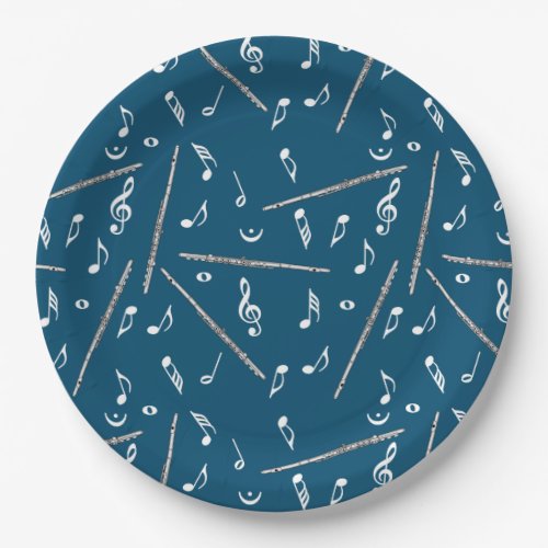 Flute Music Note Pattern Paper Plates