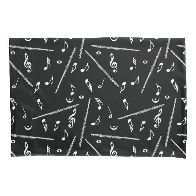 Flute Music Note Pattern Pillow Case (Front-Left)