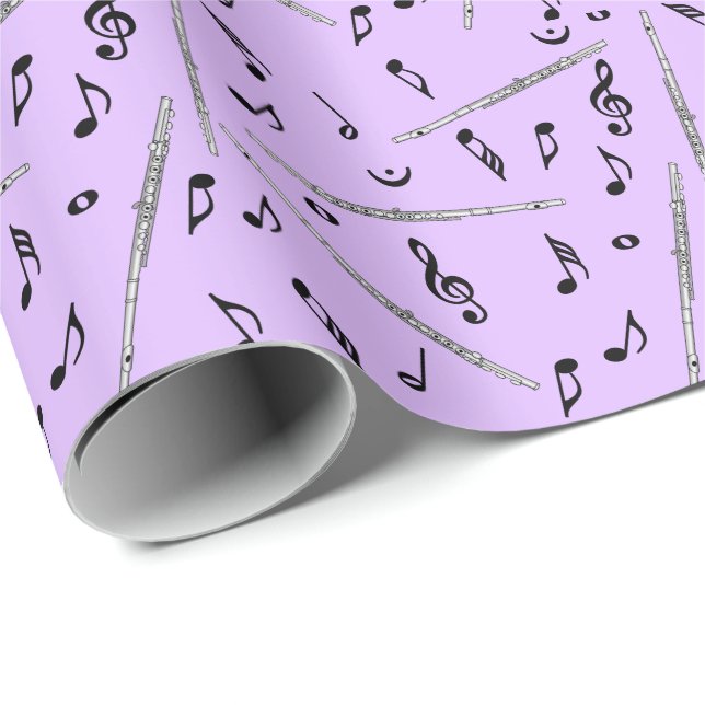 Flute Music Note Pattern Wrapping Paper (Roll Corner)