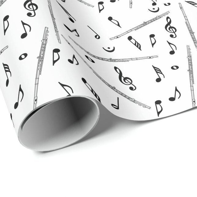 Flute Music Note Pattern Wrapping Paper (Roll Corner)