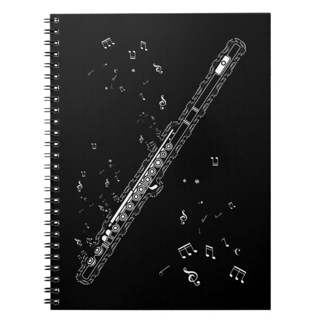Flute Music Notes Instrument Musician Flutist Notebook (Front)
