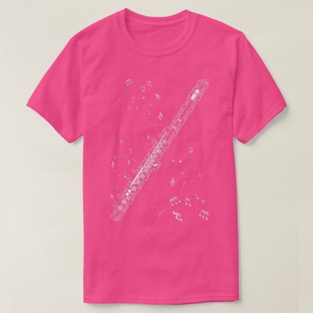 Flute Music Notes Instrument Musician Flutist  T-Shirt (Design Front)