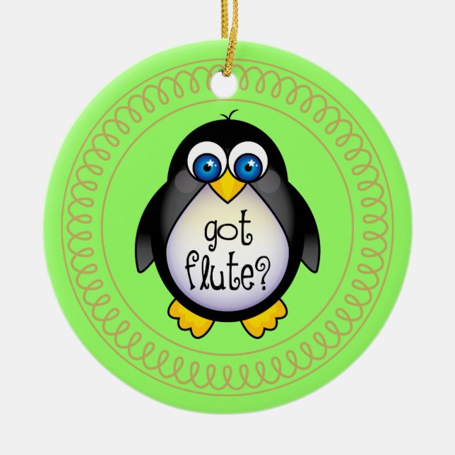 Flute Music Penguin Ornament Gift (Front)