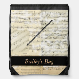 Flute Music Personalized Drawstring Backpack