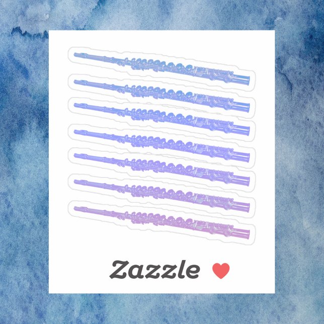 Flute Music Pink Blue Purple Sticker (A die cut sticker with pink, blue and purple flutes.)