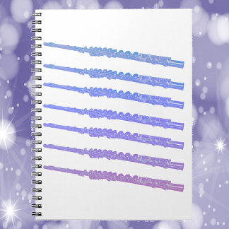 Flute Music Pink Purple Blue Notebook