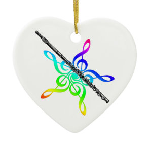 Flute Music Rainbow Christmas Ornament