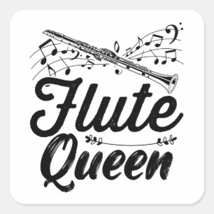 Flute Musical Instrument Flutist Gift Idea Square Sticker