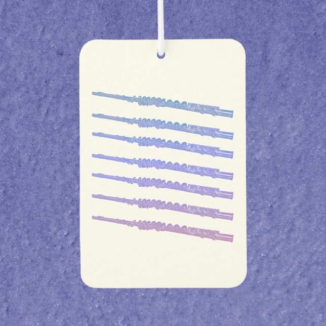 Flute Musical Instrument Pink Blue Purple Air Freshener (An air freshener with flutes done in pink, blue and purple)