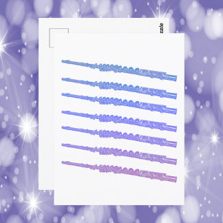 Flute Musical Instrument Pink Blue Purple Postcard