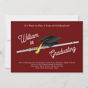 Flute Musician Graduation Party Music Invitation