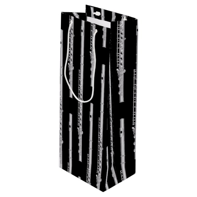 Flute Musician Music Teacher Band Wine Gift Bag (Front Angled)