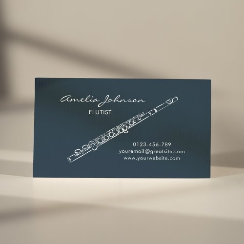 Flute Navy Blue Elegant Professional Business Card