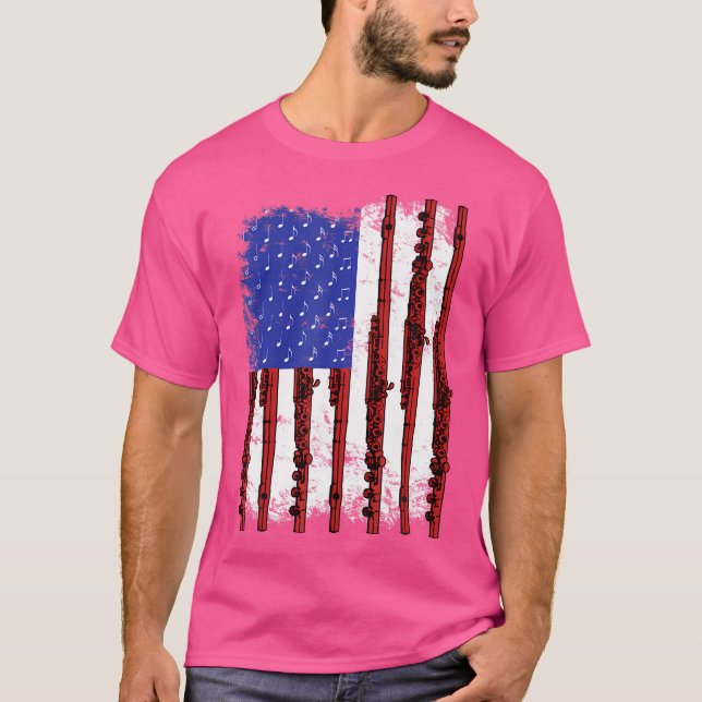 Flute Novelty Gifts Flute Tshirt 4Th Of July March (Front)
