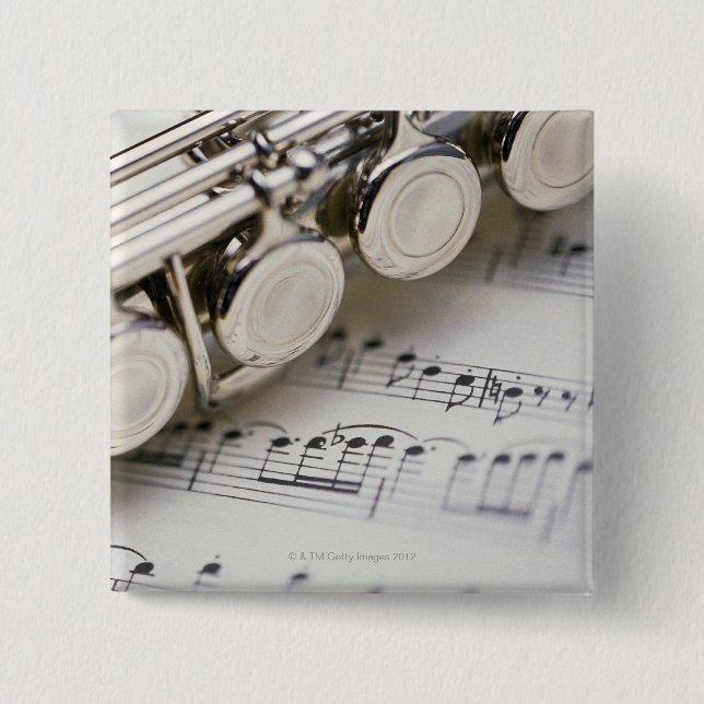 Flute on Sheet Music Button (Front)