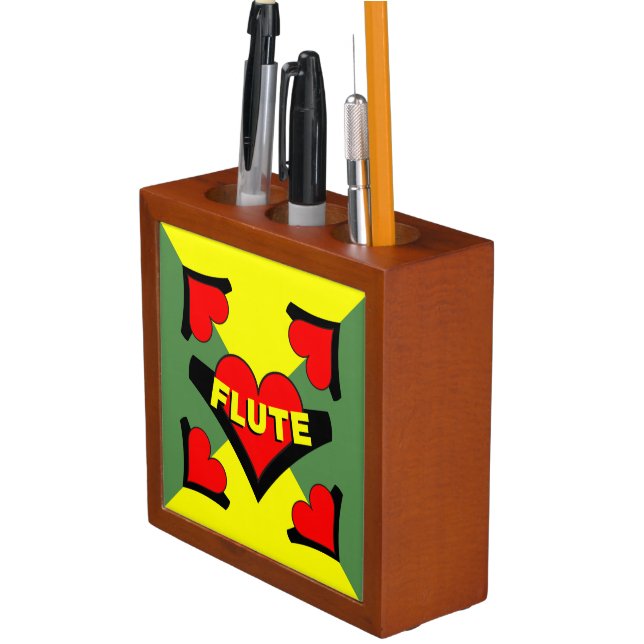 Flute Over Heart Desk Organizer (In Situ)