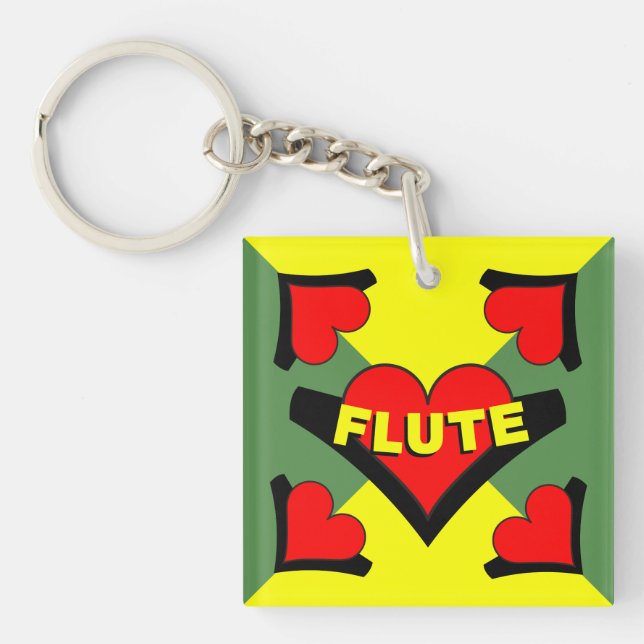 Flute Over Heart Keychain (Front)
