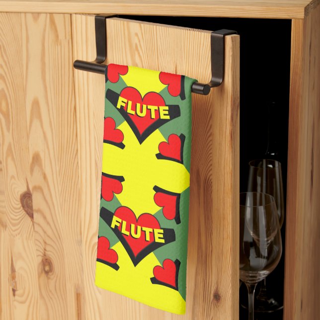 Flute Over Heart Kitchen Towel (Thirds Fold)