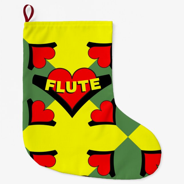 Flute Over Heart Large Christmas Stocking (Front)
