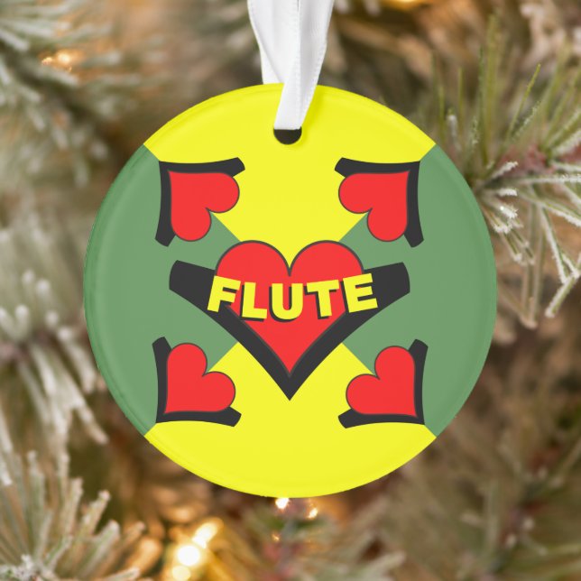 Flute Over Heart Ornament (Tree)