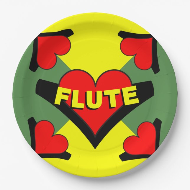 Flute Over Heart Paper Plates (Front)