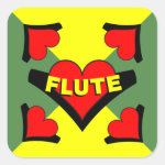 Flute Over Heart Square Sticker