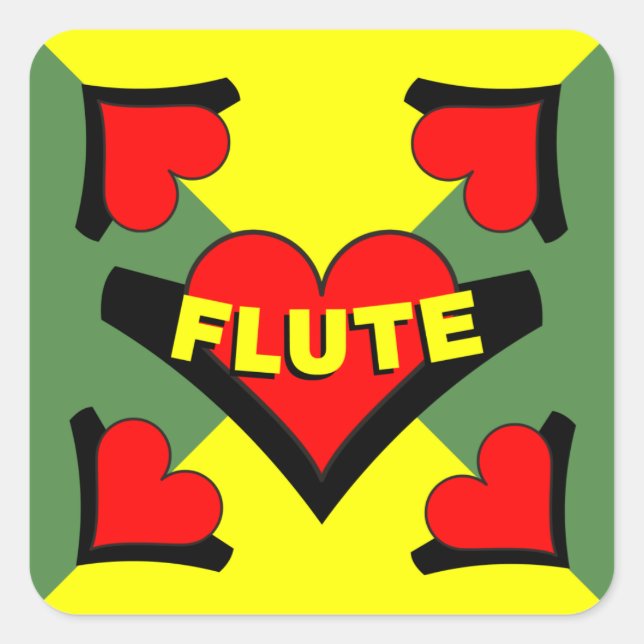 Flute Over Heart Square Sticker (Front)