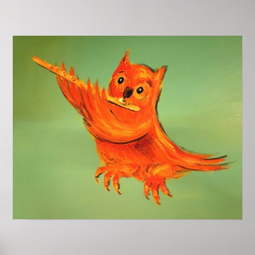 Flute Owl Poster