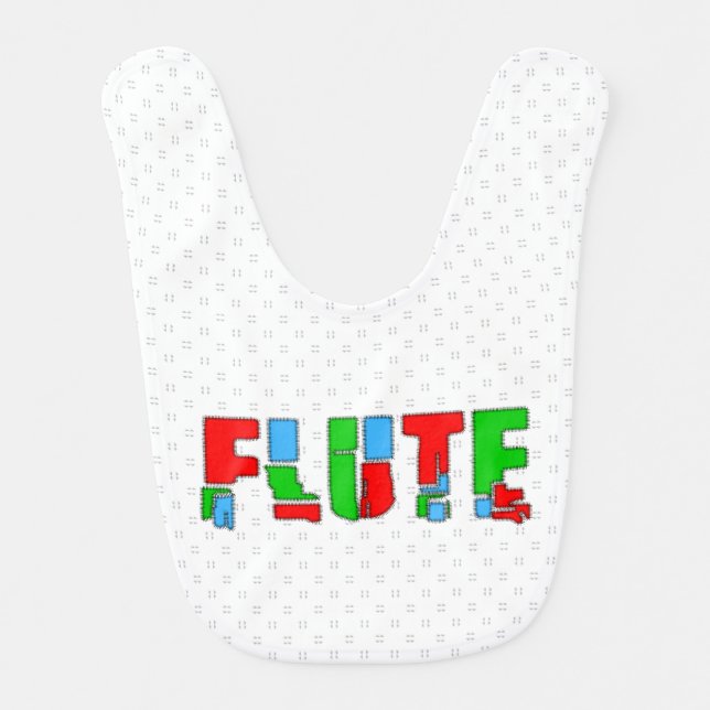 Flute Patchwork Text Baby Bib (Front)